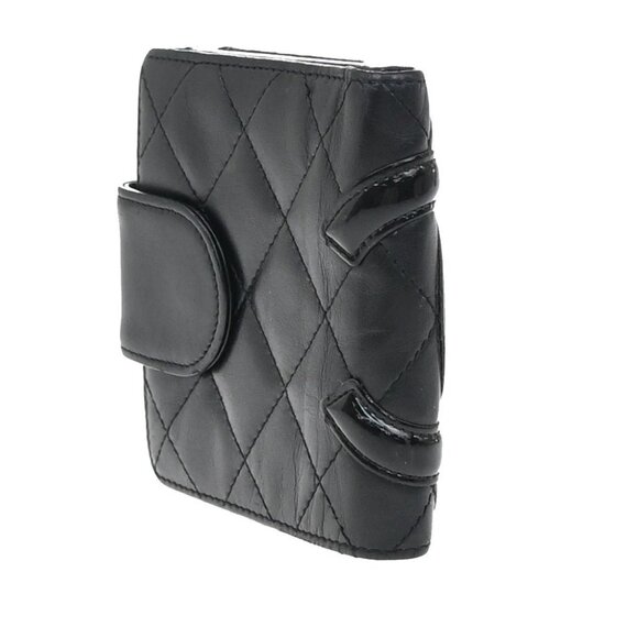 CHANEL CC Logo Cambon Bifold Wallet Leather Black Pink France 30KP049 - Picture 4 of 12